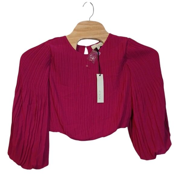 🎀Pinch Pleated Woven Top Pink Small/NWT - Picture 2 of 6